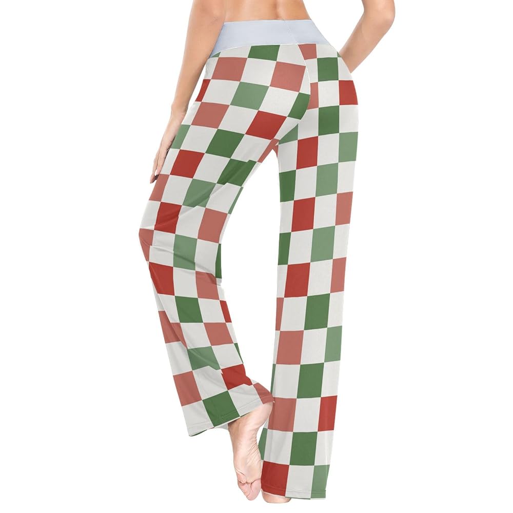 Vintage Christmas Checkerboard Women's Pajama Pants Red